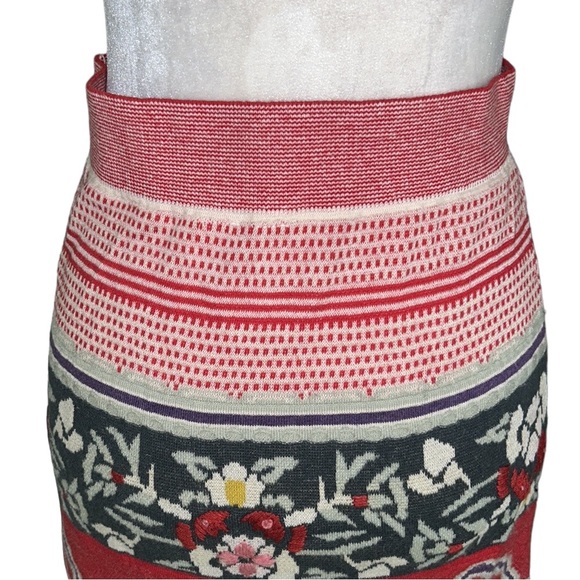 Anthropologie Moth Chava Folk Bird Floral Embroidered Sweater Pencil Skirt - M - Picture 10 of 16